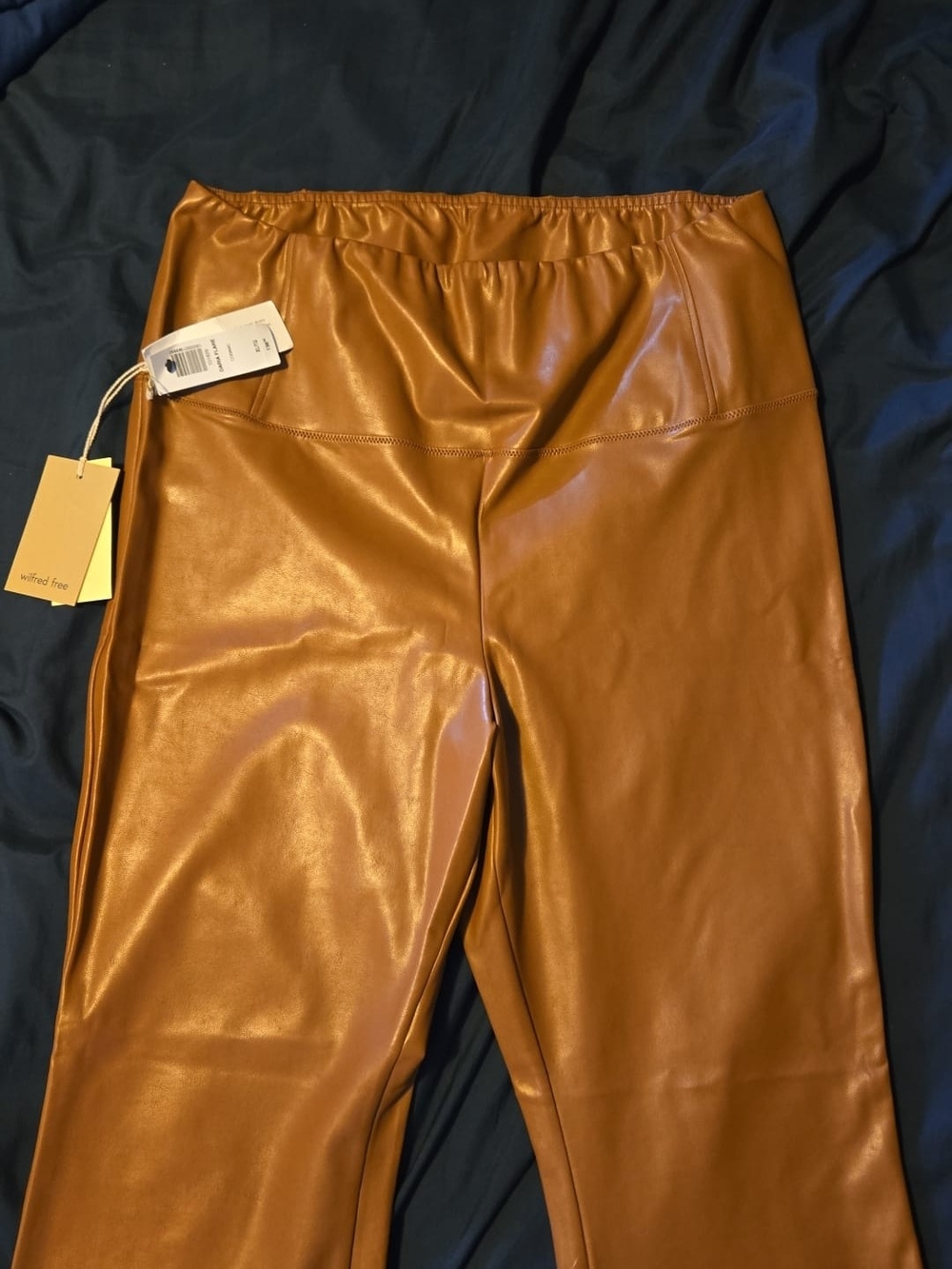 Aritzia leather Leggings in Cognac Brown XL